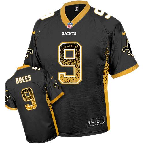 Youth Elite Drew Brees Nike Jersey Black - #9 Drift Fashion NFL New Orleans Saints